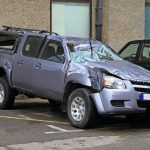 Unrecognizable SUV After Roll Over Traffic Accident Damage