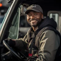 happy-black-professional-driver-getting-out-of-his-truck-and-looking-at-camera happy-black-professional-driver-getting-out-of-his-truck-and-looking-at-camera