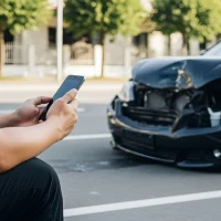 man-using-smartphone-after-car-accident-on-road