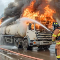 firefighters-respond-to-burning-oil-tanker-truck-accident-with-foam-extinguishing-effort firefighters-respond-to-burning-oil-tanker-truck-accident-with-foam-extinguishing-effort